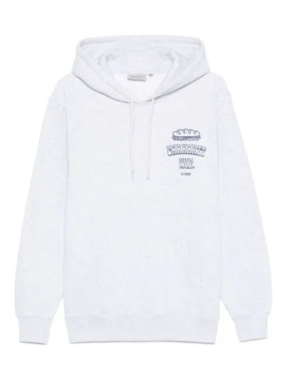 Carhartt Logo Cotton Hoodie With Drawstring Hood In Gray