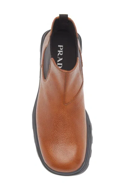 Prada Textured-leather Chelsea Boots In Brown