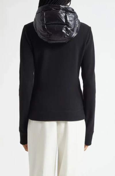 Moncler Grenoble Felpa Imbottita In Pile Con Zip E Cappuccio In Black