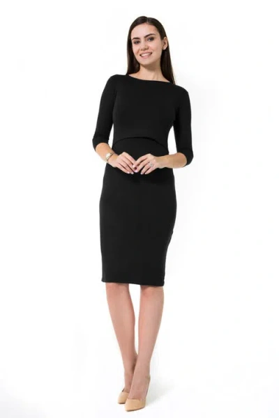 Accouchée Grace Maternity/nursing Dress In Black