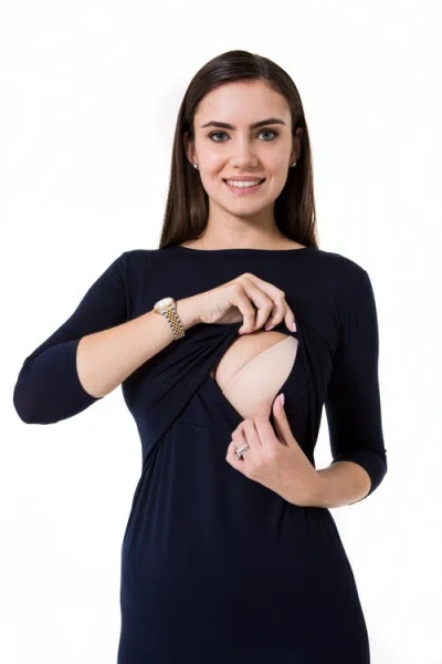 Accouchée Grace Maternity/nursing Dress In Blue