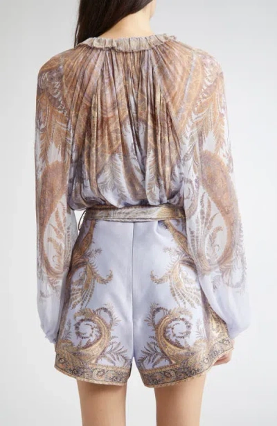 Zimmermann Hypnotic Paisley Split Neck Top In Multi