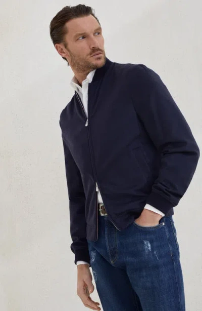 Brunello Cucinelli Cashmere Bomber Jacket In Blue