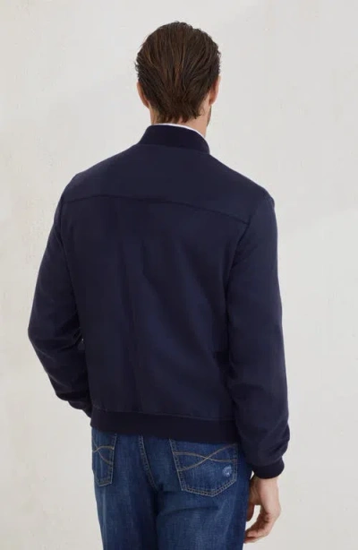 Brunello Cucinelli Cashmere Bomber Jacket In Blue