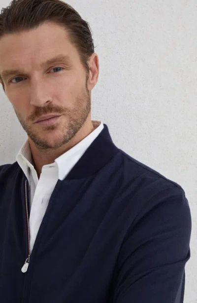 Brunello Cucinelli Cashmere Bomber Jacket In Blue