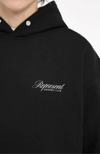 Represent Black Hoodie With Logo Lettering Detail On The Front And Maxi Logo Print On The Rear In Cotton Man In Black