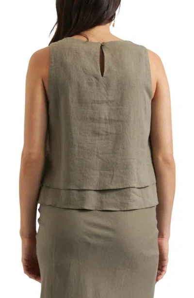 Ripe Maternity Peyton Linen Nursing Top In Green