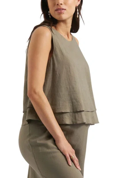 Ripe Maternity Peyton Linen Nursing Top In Green