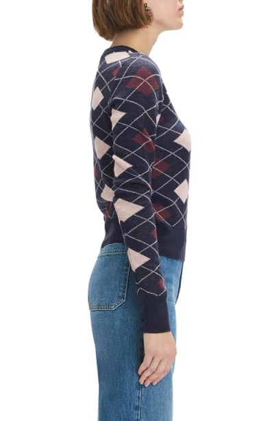 Favorite Daughter The Henry Argyle Crewneck Sweater In Blue