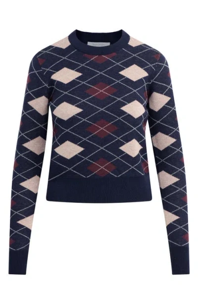 Favorite Daughter The Henry Argyle Crewneck Sweater In Blue