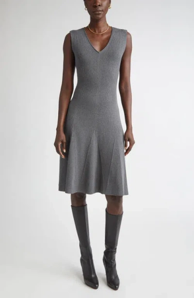 St John St. John Sleeveless Engineered Godet Fit & Flare Dress In Gray