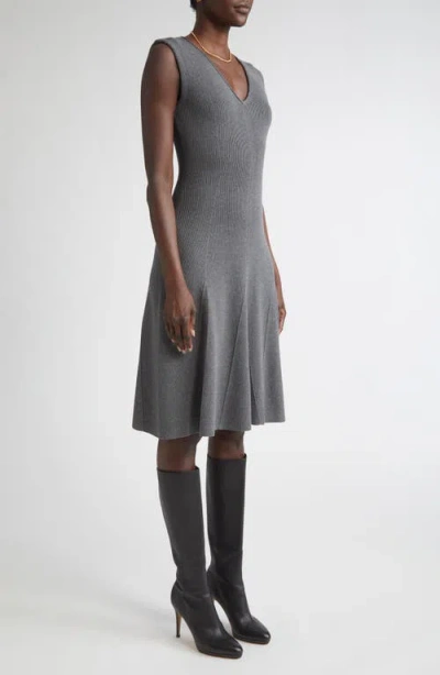 St John St. John Sleeveless Engineered Godet Fit & Flare Dress In Gray