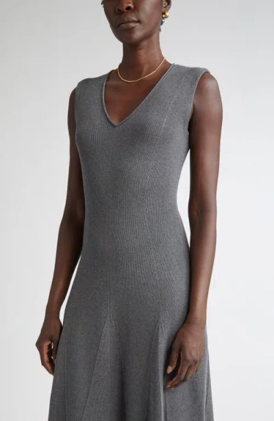St John St. John Sleeveless Engineered Godet Fit & Flare Dress In Gray
