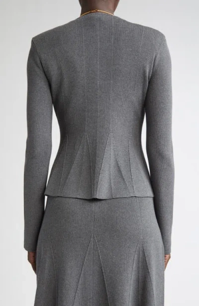 St John St. John Rib Knit Peplum Jacket In Gray