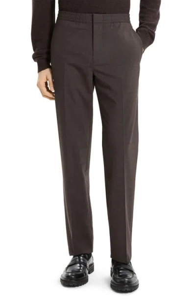 Theory Curtis Drawstring Pant In Motion Wool In Brown