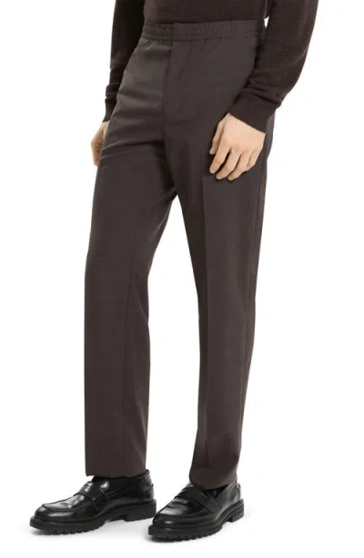 Theory Curtis Drawstring Pant In Motion Wool In Brown