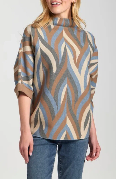 Apny Interlacing Lines Cowl Neck Sweater In Multi