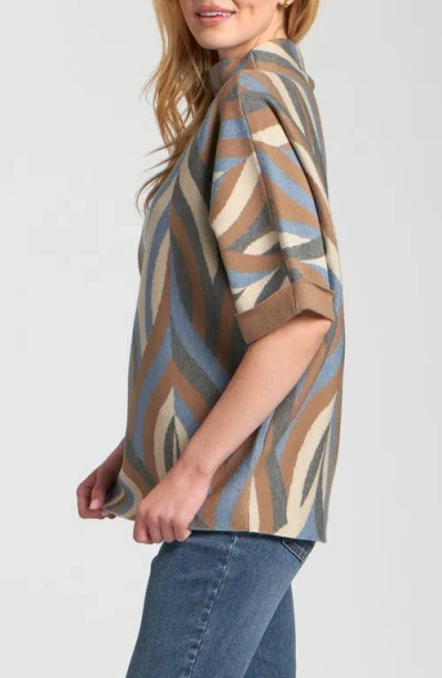 Apny Interlacing Lines Cowl Neck Sweater In Multi
