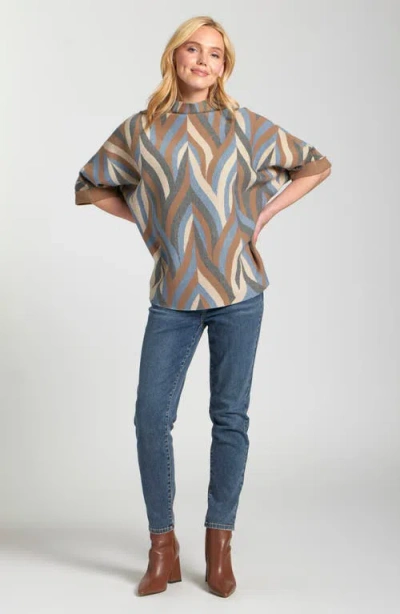 Apny Interlacing Lines Cowl Neck Sweater In Multi
