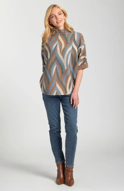 Apny Interlacing Lines Cowl Neck Sweater In Multi