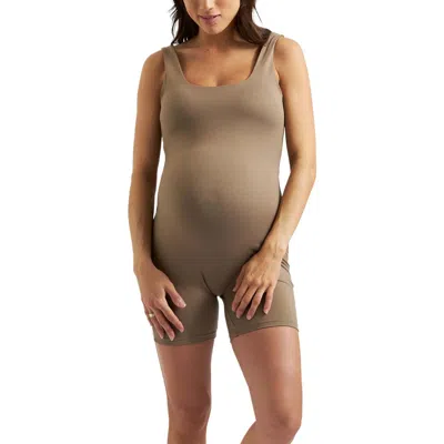 Ripe Maternity Luxe Knit Stretch Jersey Maternity Romper In Brown