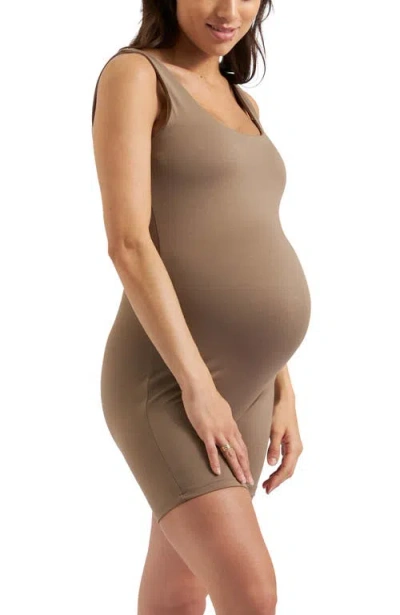 Ripe Maternity Luxe Knit Stretch Jersey Maternity Romper In Brown