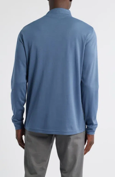 Scott Barber Pima Cotton Interlock Mock Neck Top In Blue