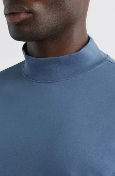 Scott Barber Pima Cotton Interlock Mock Neck Top In Blue
