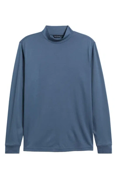 Scott Barber Pima Cotton Interlock Mock Neck Top In Blue