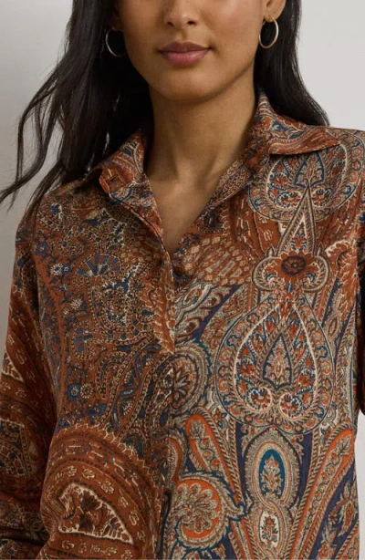 Ralph Lauren Lauren  Paisley Print Classic Fit Crepe Button-up Shirt In Multi