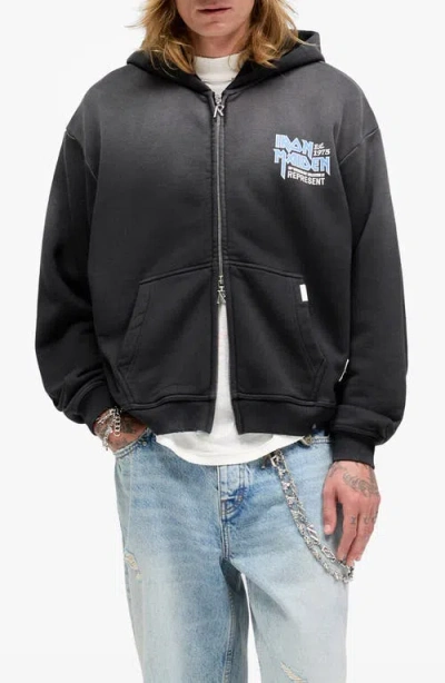 Represent Iron Maiden Anniversary Zipped Hoodie In Black