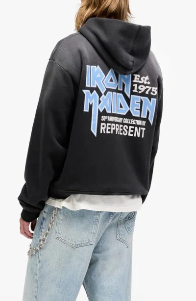 Represent Iron Maiden Anniversary Zipped Hoodie In Black