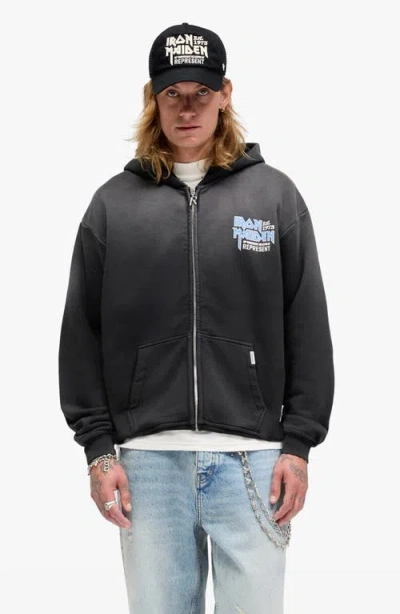 Represent Iron Maiden Anniversary Zipped Hoodie In Black