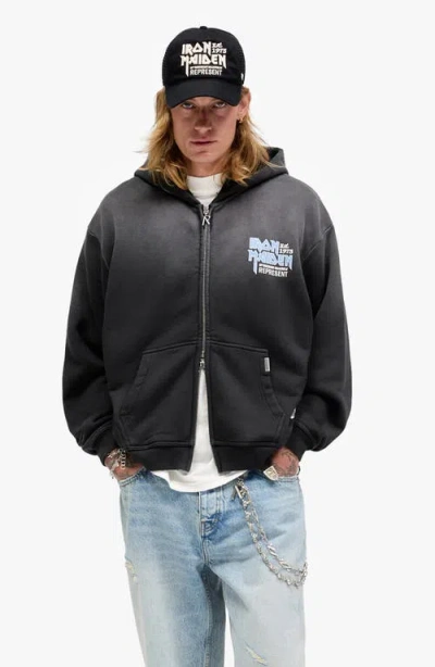Represent Iron Maiden Anniversary Zipped Hoodie In Black