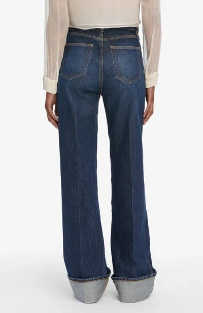 Frame Womens Spencer The Cuffed Wide-leg Denim Jeans In Blue