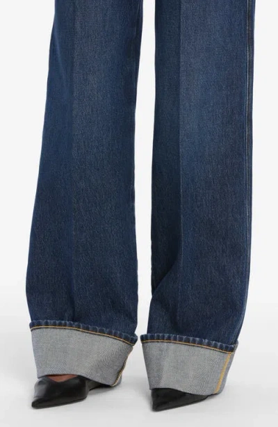 Frame Womens Spencer The Cuffed Wide-leg Denim Jeans In Blue