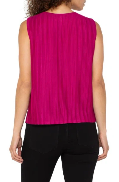 Liverpool Los Angeles Women's Crewneck Sleeveless Pleated Knit Top In Pink
