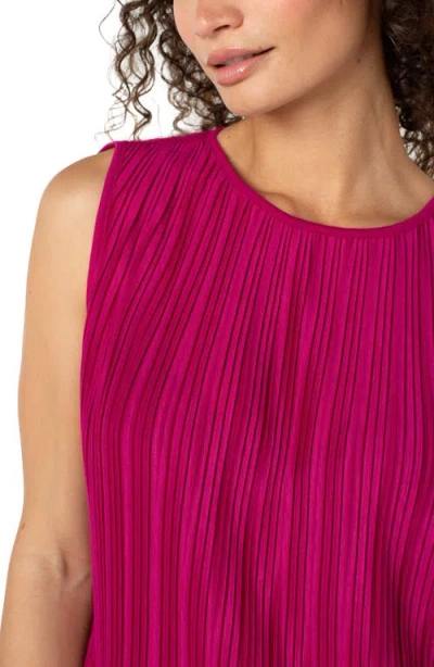 Liverpool Los Angeles Women's Crewneck Sleeveless Pleated Knit Top In Pink