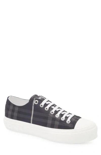 Burberry Navy Check Sneakers In Black