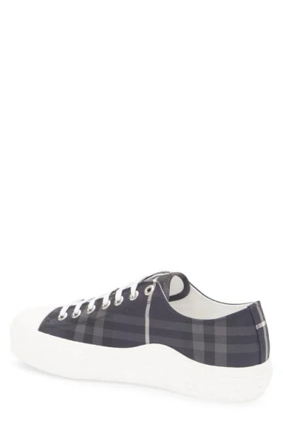 Burberry Navy Check Sneakers In Black