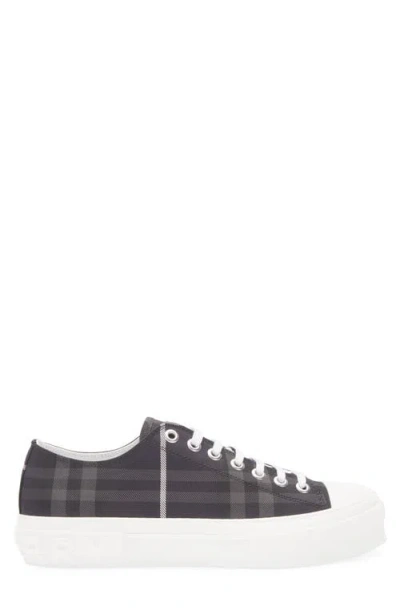 Burberry Navy Check Sneakers In Black