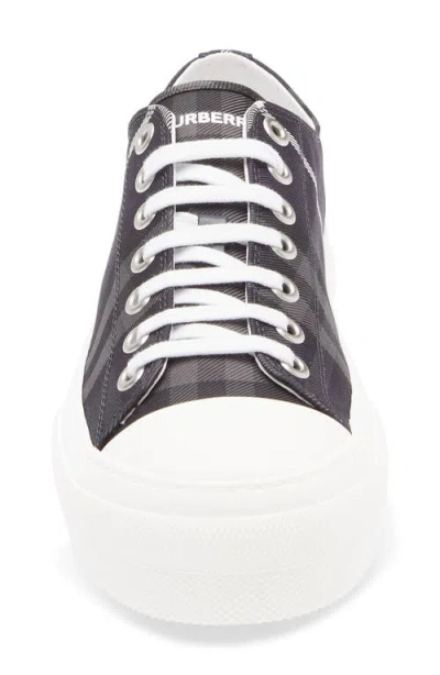 Burberry Navy Check Sneakers In Black