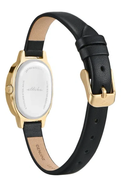 Ettika Mother-of-pearl Oval Leather Strap Watch In Black
