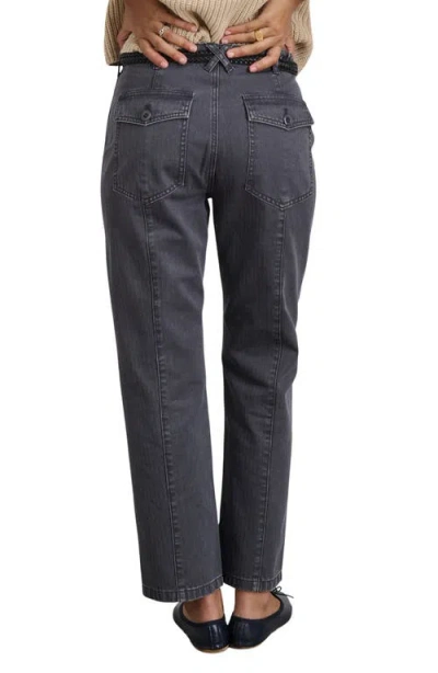 Alex Mill Neil Herringbone High Waist Straight Leg Utility Pants In Gray