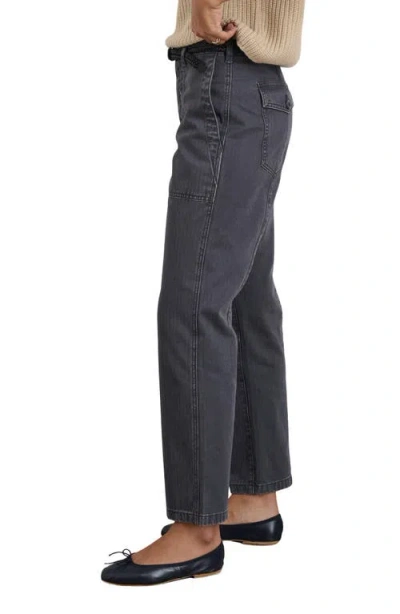 Alex Mill Neil Herringbone High Waist Straight Leg Utility Pants In Gray