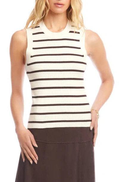 Karen Kane Ribbed Striped Sleeveless Sweater In Neutral