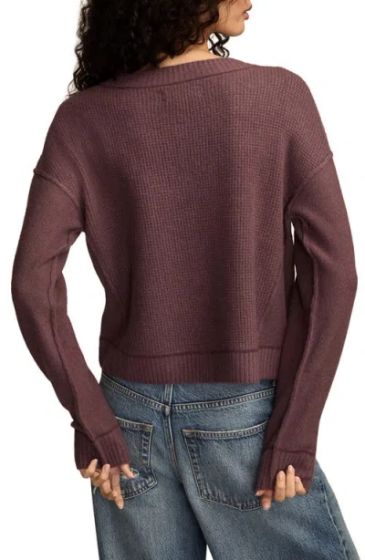 Lucky Brand Women's Waffle V-neck Sweater In Burgundy