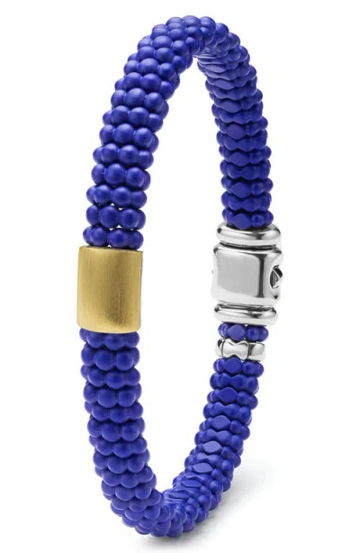Lagos Two-tone Matte Black Ceramic Diamond Bracelet In Blue