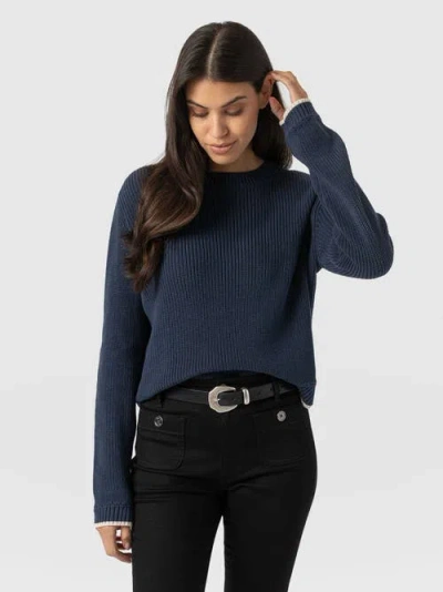 Saint And Sofia Saint + Sofia Remy Crop Sweater In Blue
