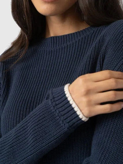 Saint And Sofia Saint + Sofia Remy Crop Sweater In Blue